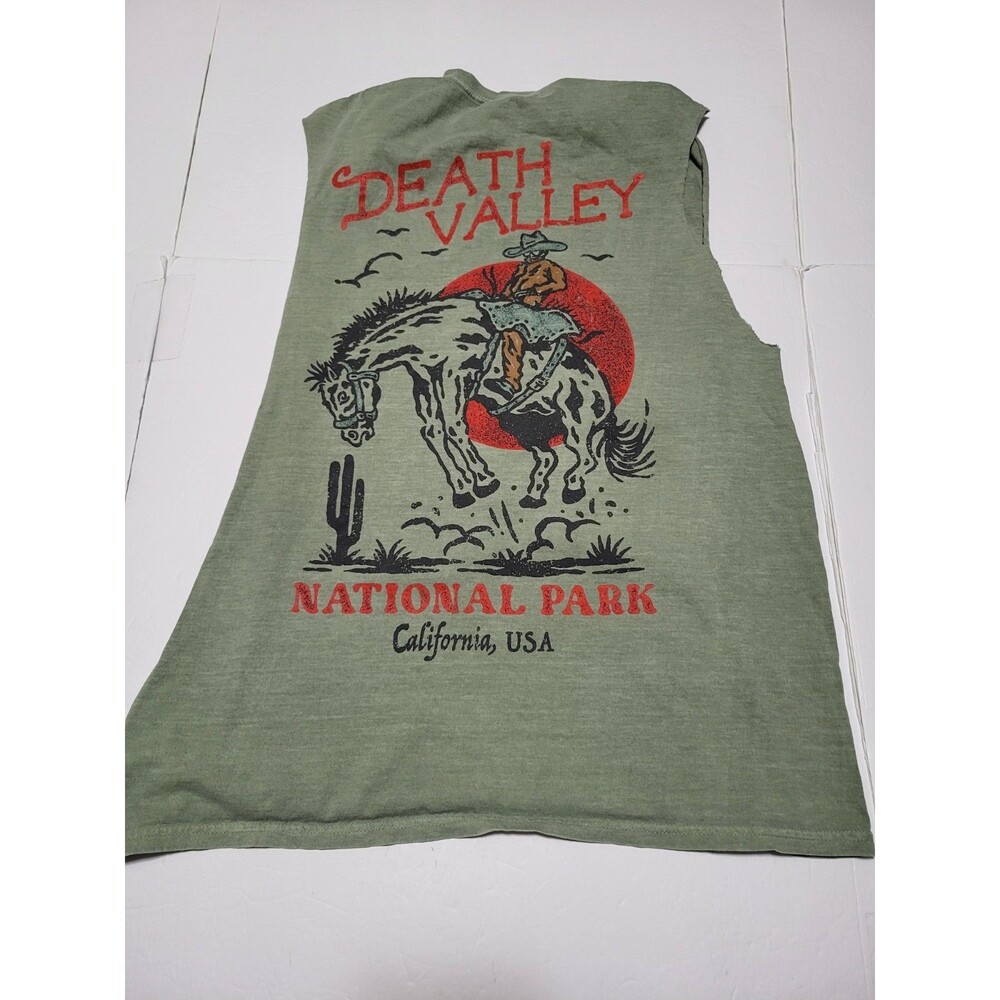 (#L7) Bowery Supply Co Death Valley National Park  L Green Rodeo Cowboy Cut Off